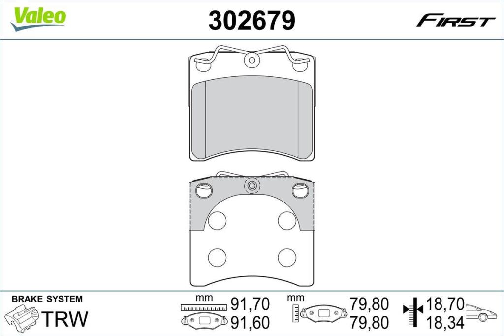 Jogo de 4 pastilhas de travão VALEO ref. 302679